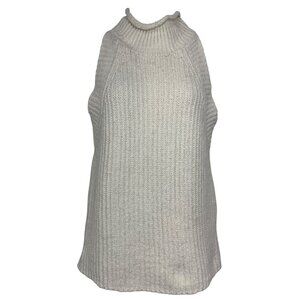 by Anthropologie Cream Sleeveless Halter Mock Neck Knit Tank Top Women's sz M
